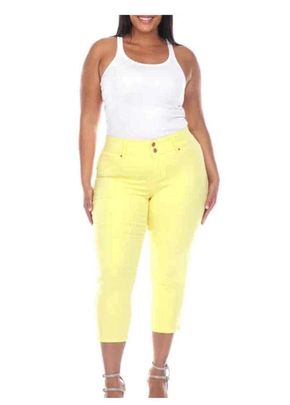 NWT White Mark Women's Yellow Stretch Capri Jeans Size 22 Plus Comfort Fit - Picture 2 of 5